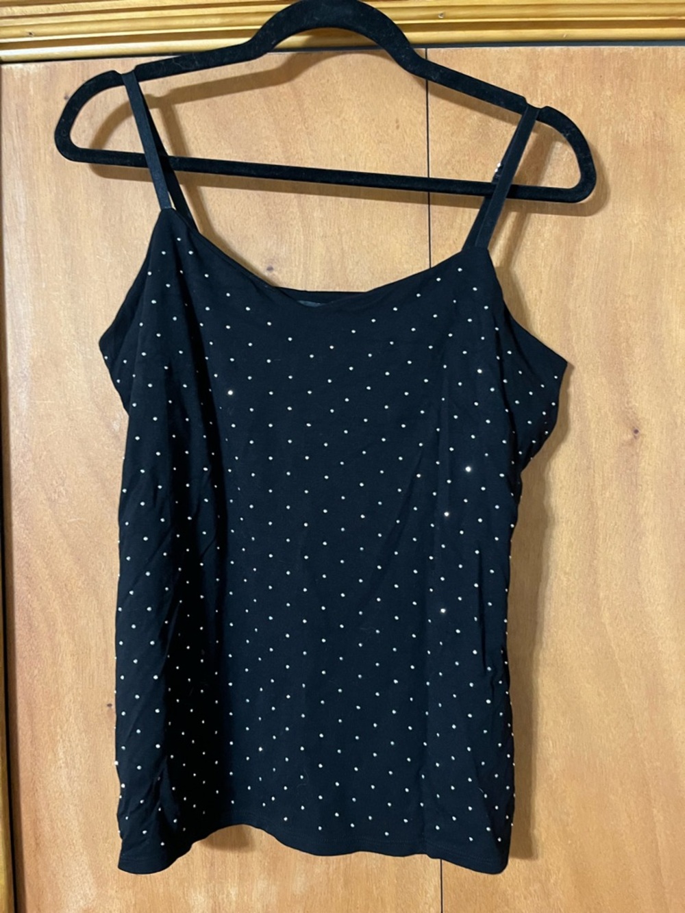 NWOT White House Black Market Black Camisole with metal studs